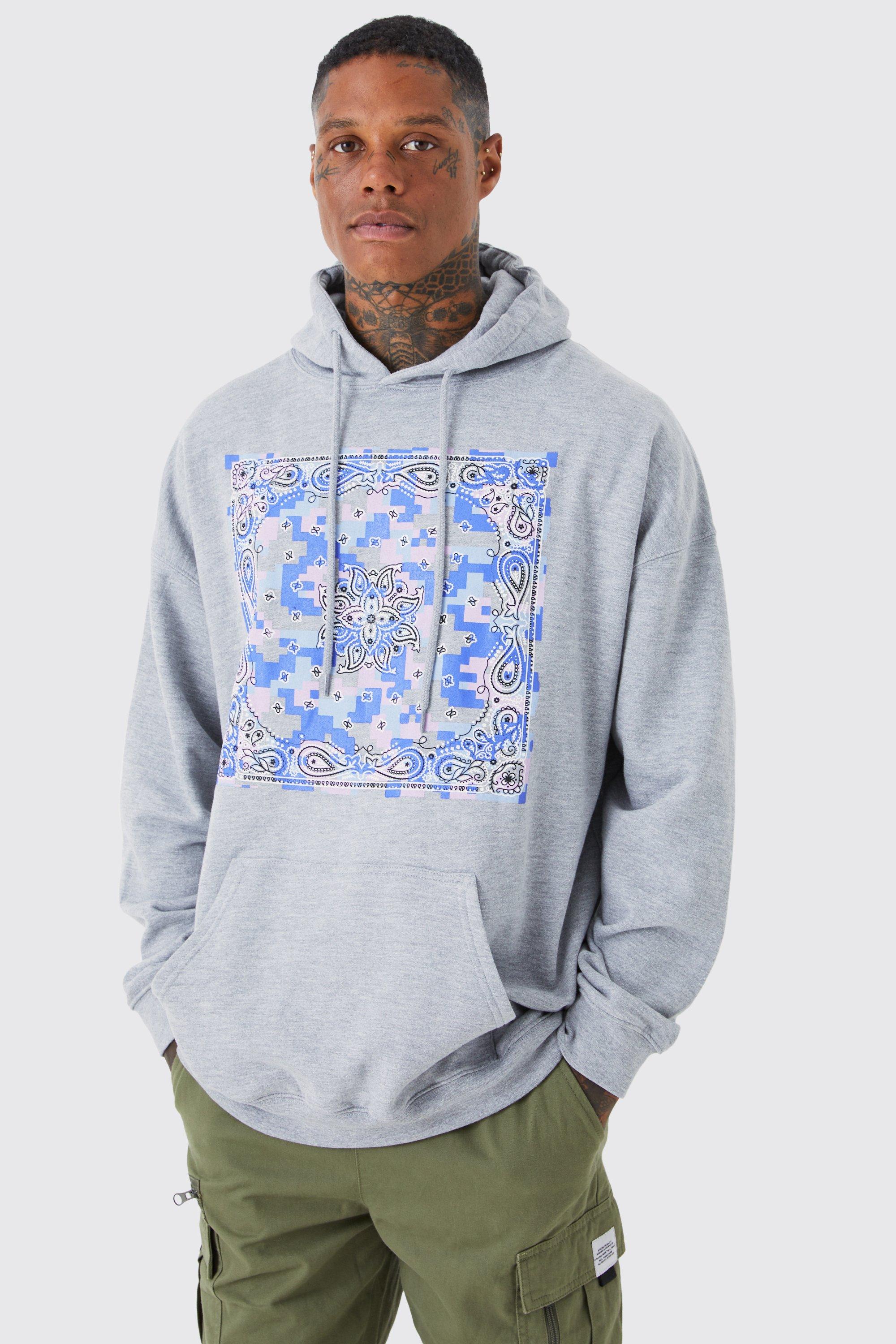 Blue bandana cheap print hoodie